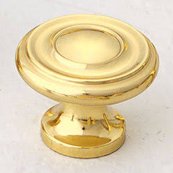 1 1/2 Inch Colonial Round Knob (Polished Brass Finish)