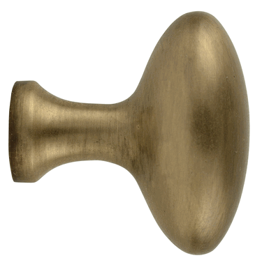 1 1/2 Inch Heavy Traditional Solid Brass Egg Cabinet Knob (Antique Brass Finish)