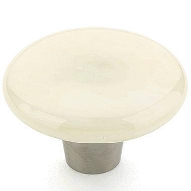 SCHAUB 1 1/2 Inch Ice Ivory Silk Round Knob (Stainless Steel Finish)