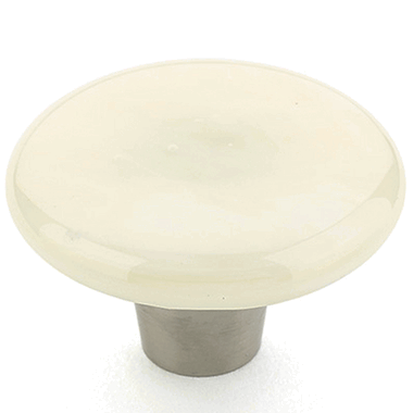 1 1/2 Inch Ice Ivory Silk Round Knob (Stainless Steel Finish)