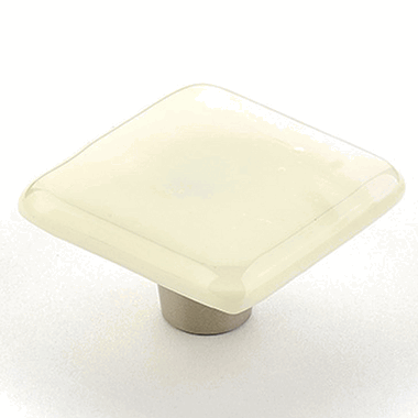 SCHAUB 1 1/2 Inch Ice Ivory Silk Square Knob (Stainless Steel Finish)