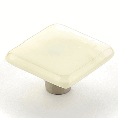 1 1/2 Inch Ice Ivory Silk Square Knob (Stainless Steel Finish)