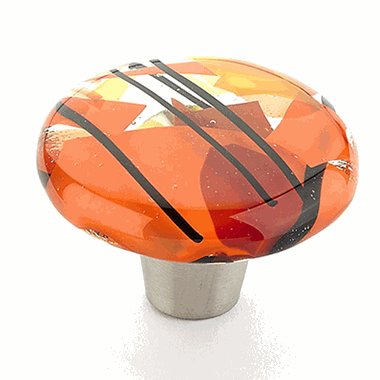 SCHAUB 1 1/2 Inch Ice Orange Confetti Round Knob (Stainless Steel Finish)