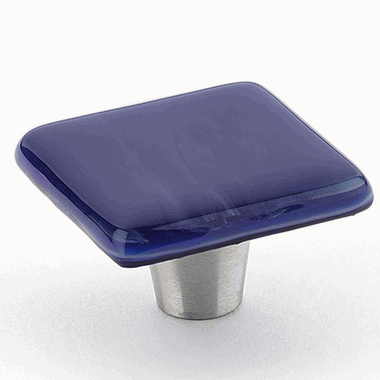 1 1/2 Inch Ice Sapphire Silk Square Knob (Stainless Steel Finish)