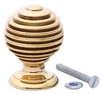 1 1/2 Inch Solid Brass Circular Knob (Lacquered Brass Finish)
