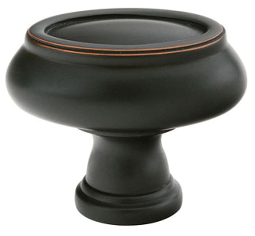 1 1/2 Inch Solid Brass Geometric Oval Cabinet Knob (Oil Rubbed Bronze Finish)