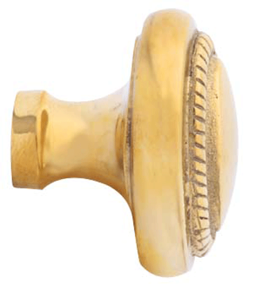 1 1/2 Inch Solid Brass Georgian Roped Egg Shaped Knob (Lacquered Brass Finish)