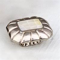 SCHAUB 1 1/2 Inch Symphony Inlays Mother of Pearl Rectangle Knob (Polished Nickel Finish)