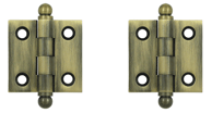 1 1/2 Inch x 1 1/2 Inch Solid Brass Cabinet Hinges (Antique Brass Finish)