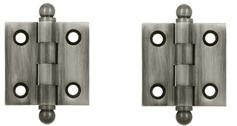 1 1/2 Inch x 1 1/2 Inch Solid Brass Cabinet Hinges (Antique Nickel)