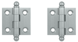 1 1/2 Inch x 1 1/2 Inch Solid Brass Cabinet Hinges (Brushed Chrome Finish)