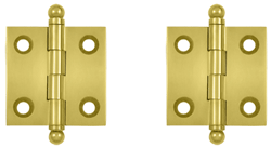 1 1/2 Inch x 1 1/2 Inch Solid Brass Cabinet Hinges (Polished Brass Finish)