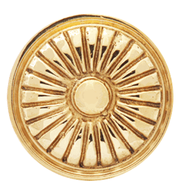 1 1/3 Inch Solid Brass Vintage Fan Knob (Lacquered Brass Finish)