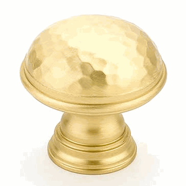 SCHAUB 1 1/4 Inch Atherton Hammered Knob (Satin Brass Finish)