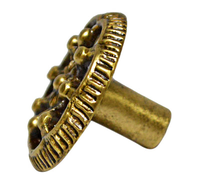 1 1/4 Inch Beaded Wheel Knob (Antique Brass Finish)