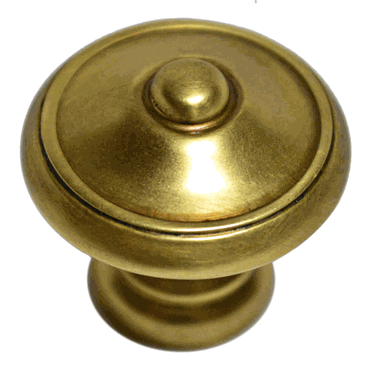 1 1/4 Inch Colonial Button Knob (Antique Brass Finish)