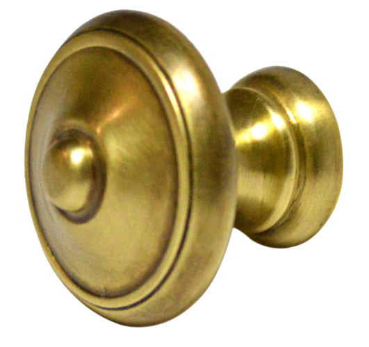 1 1/4 Inch Colonial Button Knob (Antique Brass Finish)