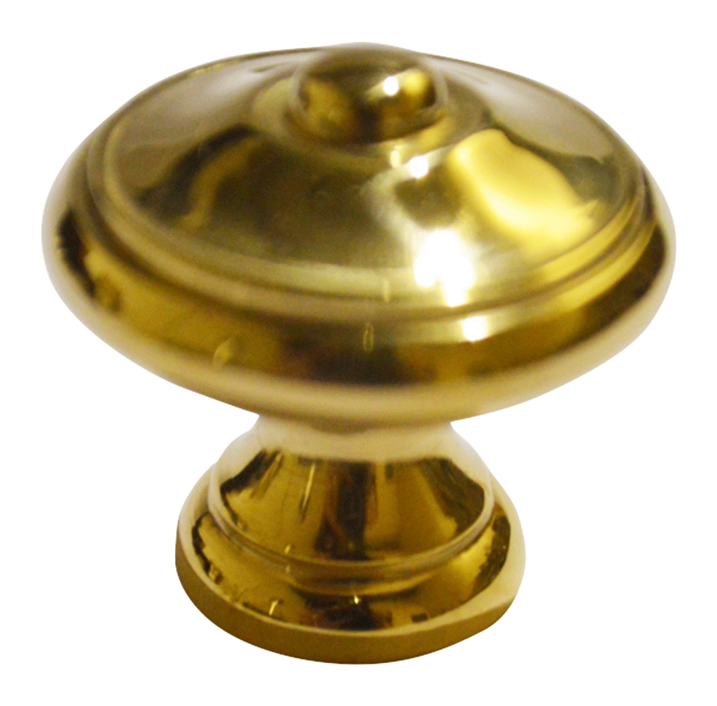 1 1/4 Inch Colonial Button Knob (Polished Brass Finish)