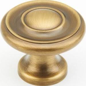 SCHAUB 1 1/4 Inch Colonial Round Knob (Antique Brass Finish)