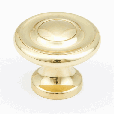 1 1/4 Inch Colonial Round Knob (Polished Brass Finish)