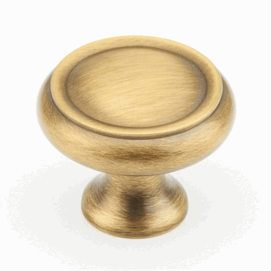 SCHAUB 1 1/4 Inch Country Style Round Knob (Antique Brass Finish)