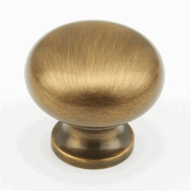 SCHAUB 1 1/4 Inch Country Style Round Knob (Antique Brass Finish)