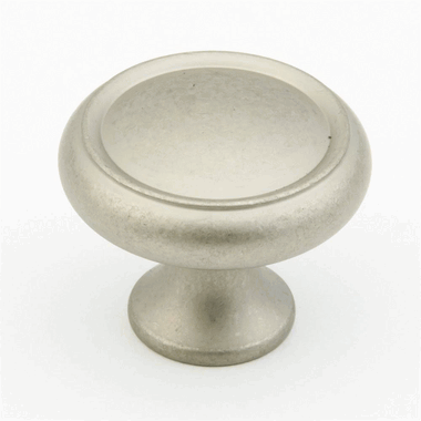 SCHAUB 1 1/4 Inch Country Style Round Knob (Distressed Nickel Finish)