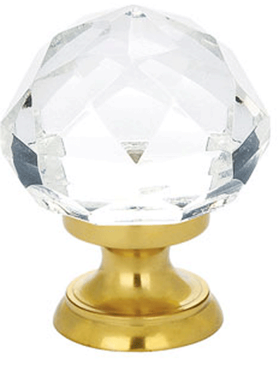 1 1/4 Inch Diamond Cabinet Knob (Polished Brass Finish)