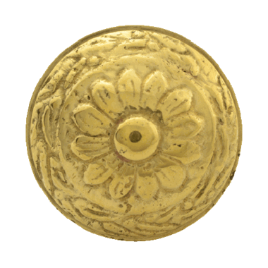 1 1/4 Inch Ornate Round Solid Brass Knob (Lacquered Brass Finish)