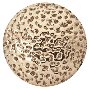 1 1/4 Inch Solid Brass Hand-Hammered Round Knob (Lacquered Brass Finish)