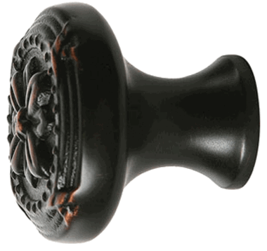 1 1/4 Inch Solid Brass Ribbon & Reed Cabinet Knob (Oil Rubbed Bronze Finish)