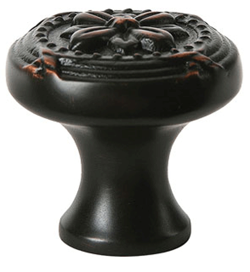 1 1/4 Inch Solid Brass Ribbon & Reed Cabinet Knob (Oil Rubbed Bronze Finish)