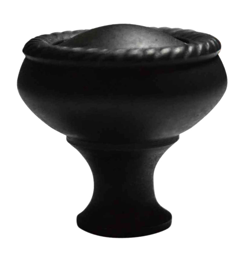 1 1/4 Inch Solid Brass Round Georgian Roped Border Knob (Oil Rubbed Bronze Finish)