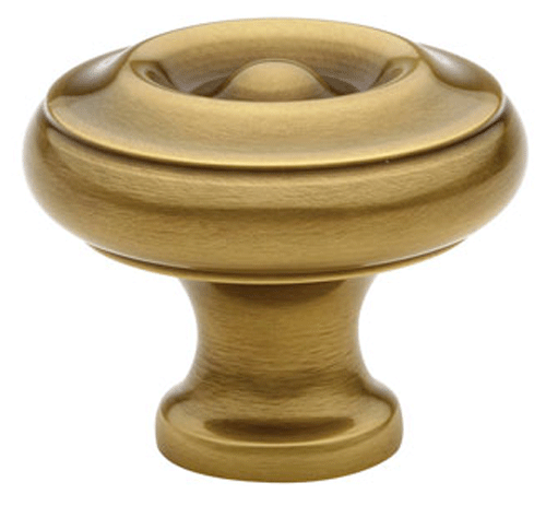 1 1/4 Inch Solid Brass Waverly Cabinet Knob (Antique Brass Finish)