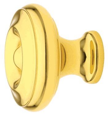 1 1/4 Inch Solid Brass Waverly Cabinet Knob (Polished Brass Finish)