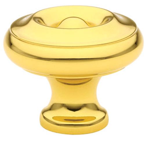 1 1/4 Inch Solid Brass Waverly Cabinet Knob (Polished Brass Finish)