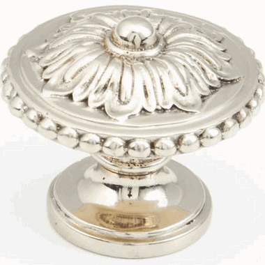 SCHAUB 1 1/4 Inch Symphony Elegance Sonata Round Cabinet Knob (White Brass Finish)