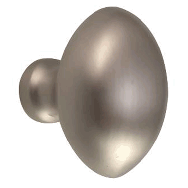 1 1/4 Inch Traditional Solid Brass Egg Knob (Brushed Nickel Finish)