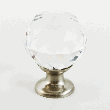 SCHAUB 1 1/8 Inch Stargaze Crystal Round Cabinet Knob (Brushed Nickel Finish)