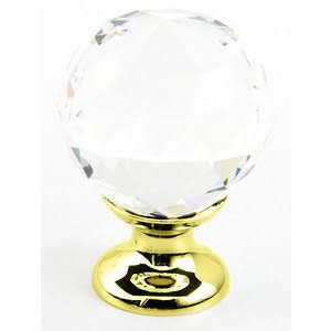 SCHAUB 1 1/8 Inch Stargaze Crystal Round Cabinet Knob (Polished Brass Finish)