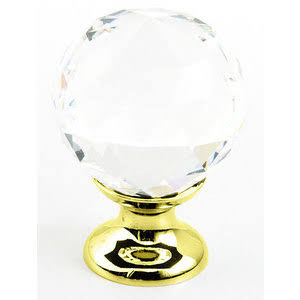 1 1/8 Inch Stargaze Crystal Round Cabinet Knob (Polished Brass Finish)
