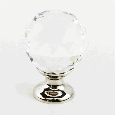 1 1/8 Inch Stargaze Crystal Round Cabinet Knob (Polished Nickel Finish)