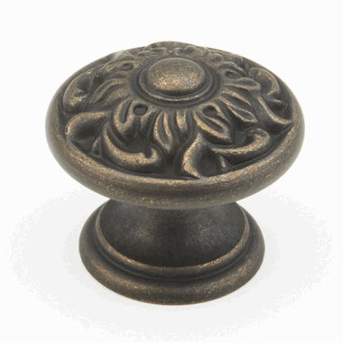 1 3/8 Inch Corinthian Round Cabinet Knob (Ancient Bronze Finish) SCHAUB