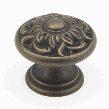 1 3/8 Inch Corinthian Round Cabinet Knob (Ancient Bronze Finish)