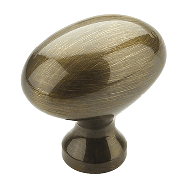 SCHAUB 1 3/8 Inch Country Style Oval Knob (Antique Brass Finish)