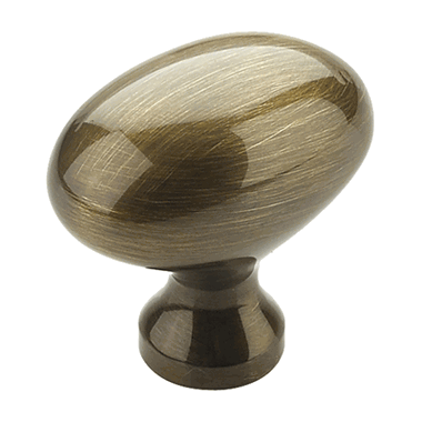 1 3/8 Inch Country Style Oval Knob (Antique Brass Finish)