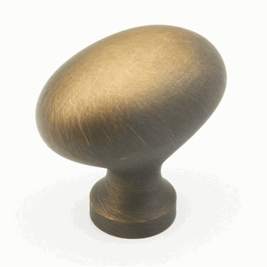 1 3/8 Inch Country Style Oval Knob (Antique Light Brass Finish)