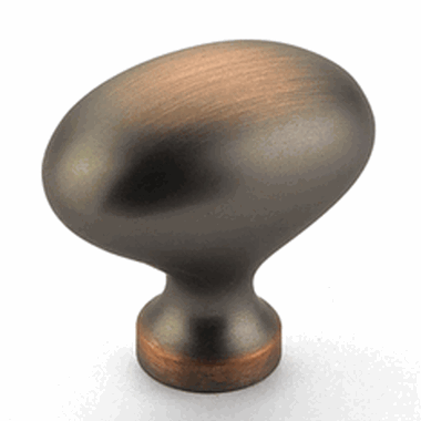 1 3/8 Inch Country Style Oval Knob (Aurora Bronze Finish)