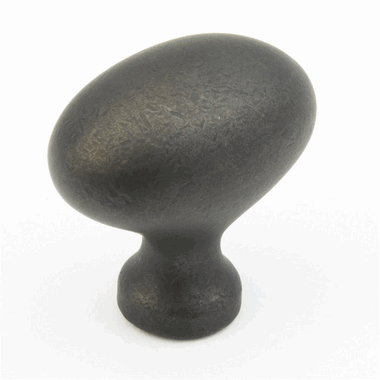 1 3/8 Inch Country Style Oval Knob (Distressed Bronze Finish)