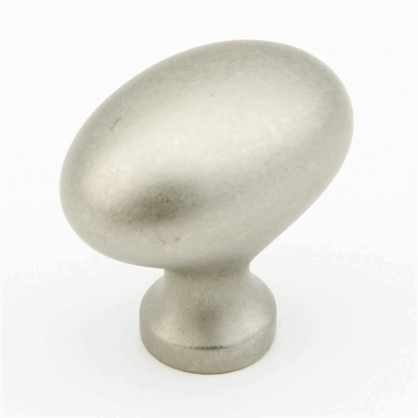 1 3/8 Inch Country Style Oval Knob (Distressed Nickel Finish)